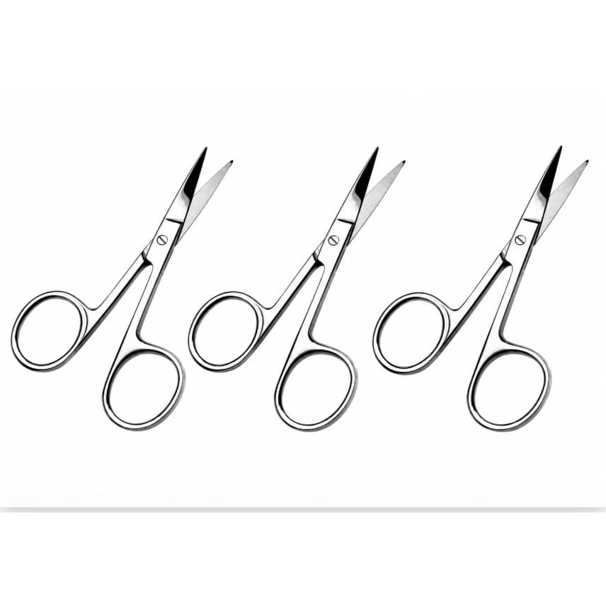 Kit 3 Tesouras Inox Profissionais: Unha Curva Pés & Mãos. Co