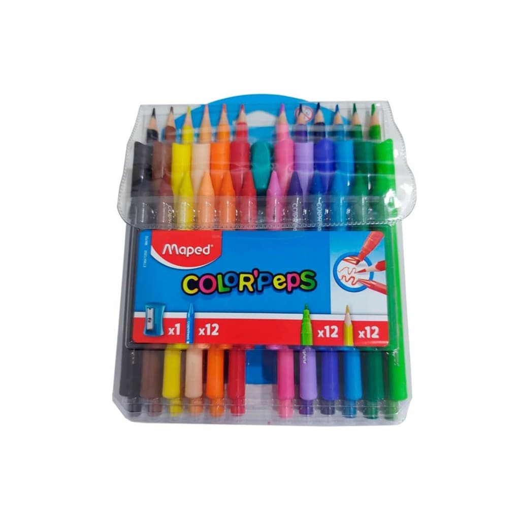 Kit Maped Color Peps Lápis de cor, Hidrocor, Giz de Cera e Apontador