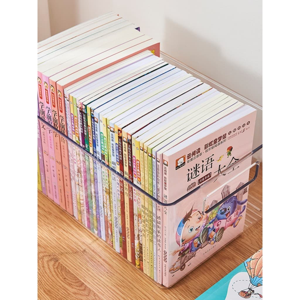Caixa de armazenamento de mesa livro cosméticos cesta transparente dormitório máscara gaveta organizador lanche diversos