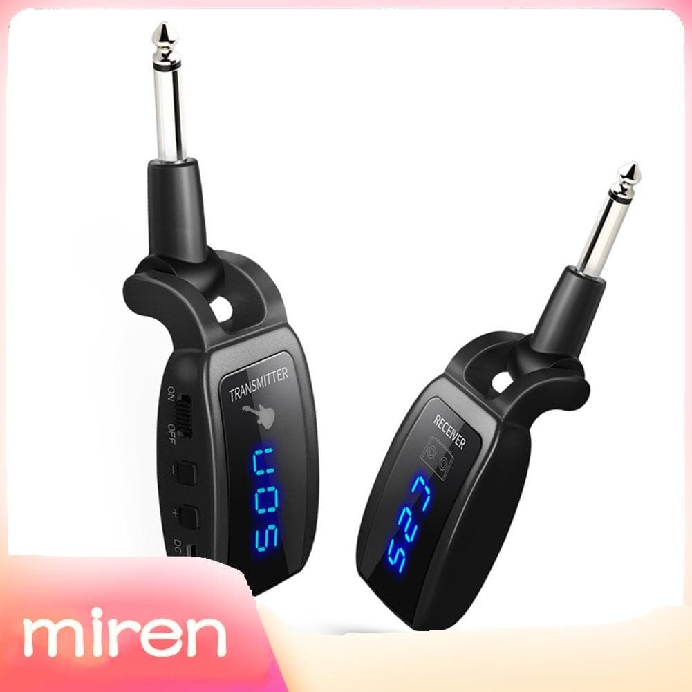 Miren.br Sistema de guitarra sem fio transmissor recarregável conjunto receptor plugue giratório 270 ° display LED para