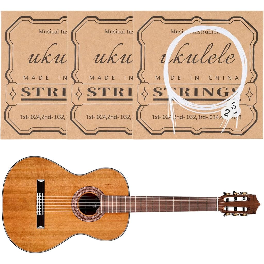 Conjunto de 3 Cordas de Nylon para Ukulele, Cordas de Substituição para Ukulele Soprano, Concerto e Tenor de 21, 23 e 26