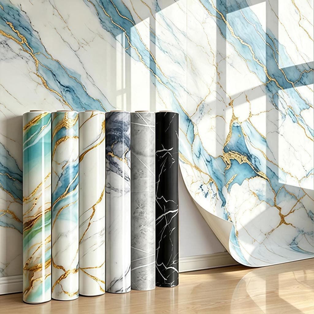 Adesivo de Parede Mármore Dourado Autoadesivo 120x260cm Impermeável para Decoração Doméstica