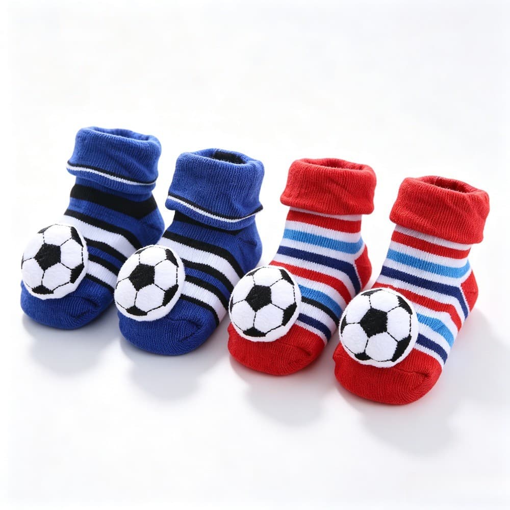 Meias 3D De Futebol Para Bebês , Infantis Antiderrapantes De Algodão , Design Fofo , Calçados Recém-Nascidos Meninos