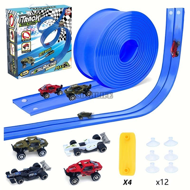 Conjunto De Brinquedos Para Carros De Pista De Corrida Em Liga-Deslizamento Por Gravidade Inercial Meninos E Crianças