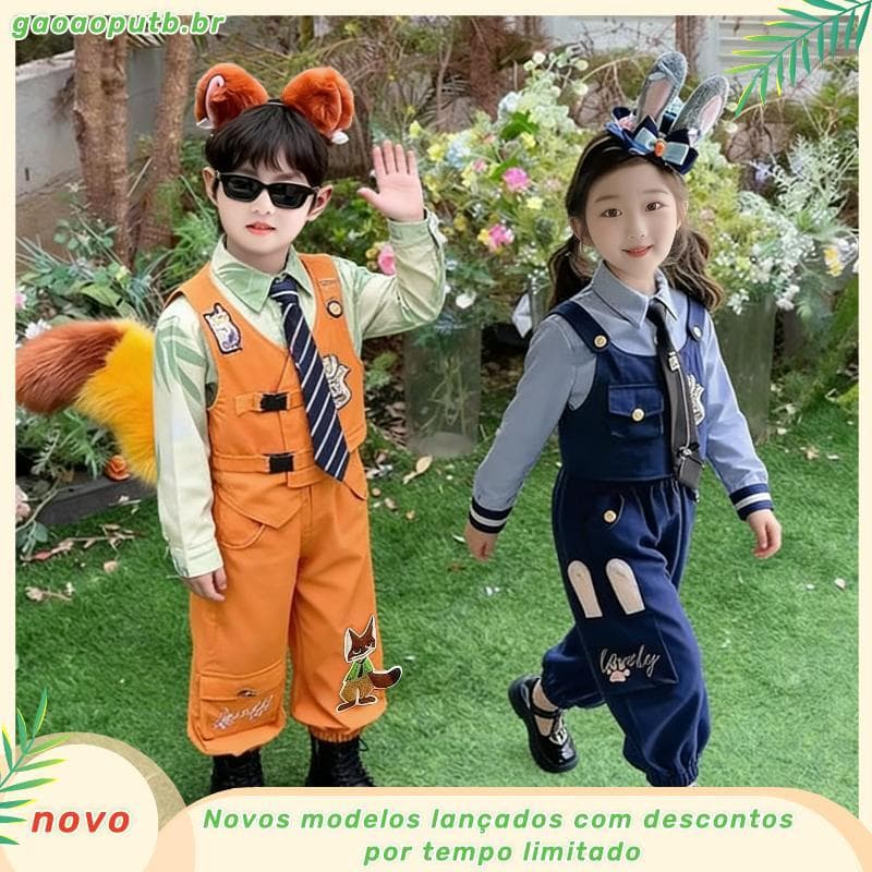 Fantasia infantil do zoológico louco Judy Rabbit Policial cos fantasia Nick Fox fantasia de desempenho de três peças