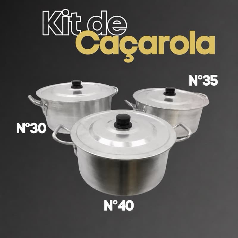 Kit panelas grandes caçarola linha hotel Nº 30, 35 e 40 panelas industriais feijoada tropeiro restaurante