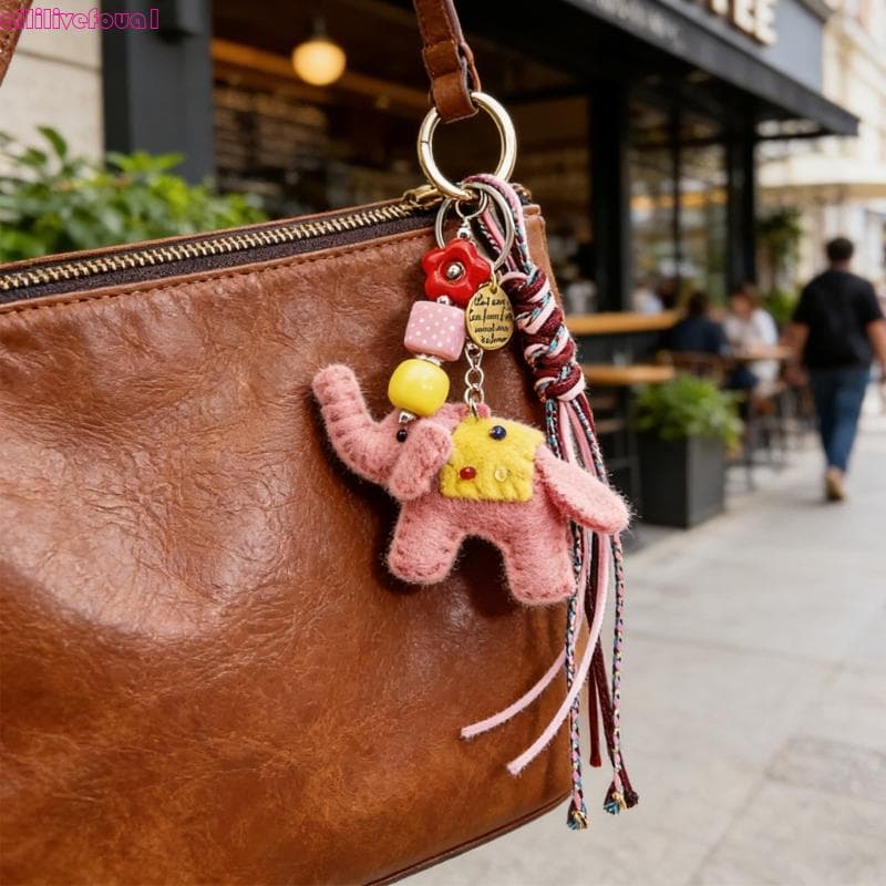 allilivefoua1 Pingente De Feltro Nepalês Artesanal Medindo 22 Cm Para Acessório De Bolsa