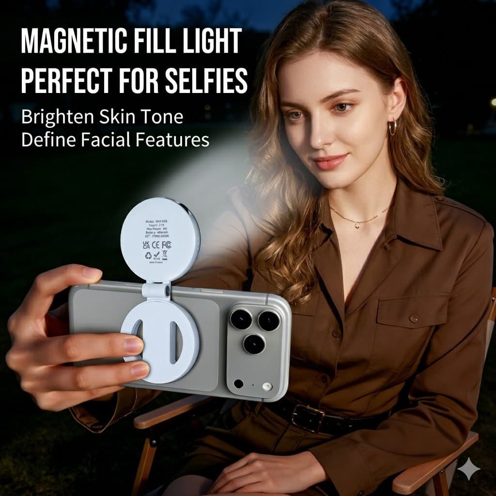 Luz de preenchimento de Selfie com suporte portátil magnético para celular