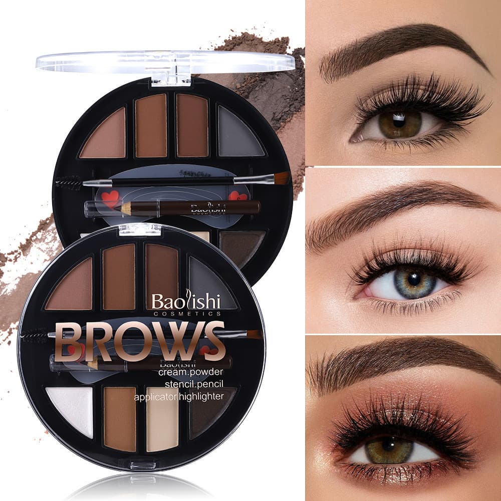 Paleta de sombras maquiagem BAOLISHI 3 em 1 lápis de sobrancelha paleta de sombras multifuncional paleta de sombras cor