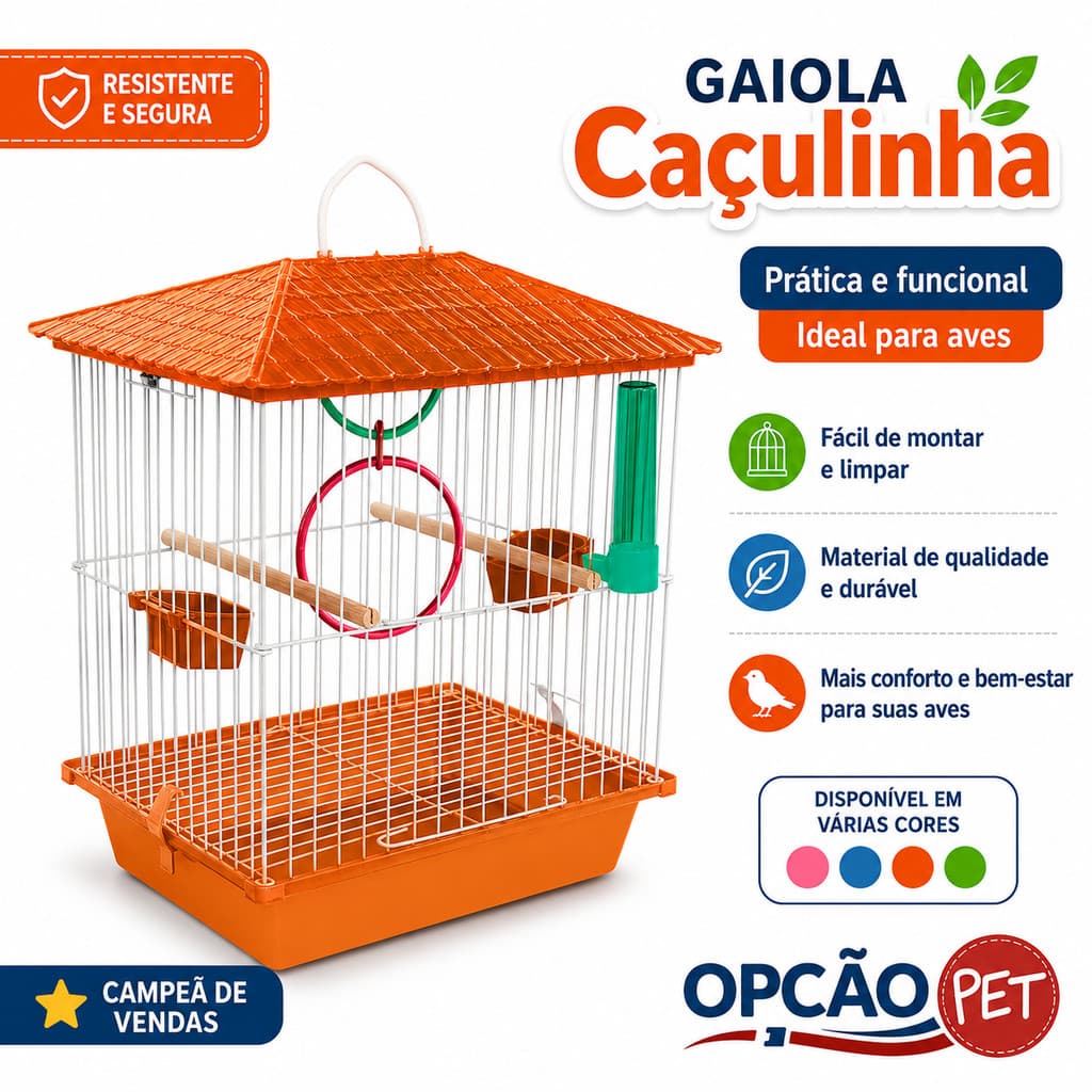 GAIOLA CACULINHA LARANJA - OPÇÃO PET
