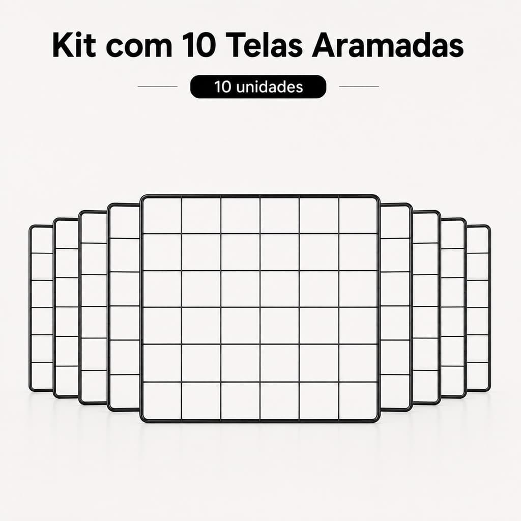 Kit 10 Telas Aramadas Pretas 30x30 para Estante e Organizador
