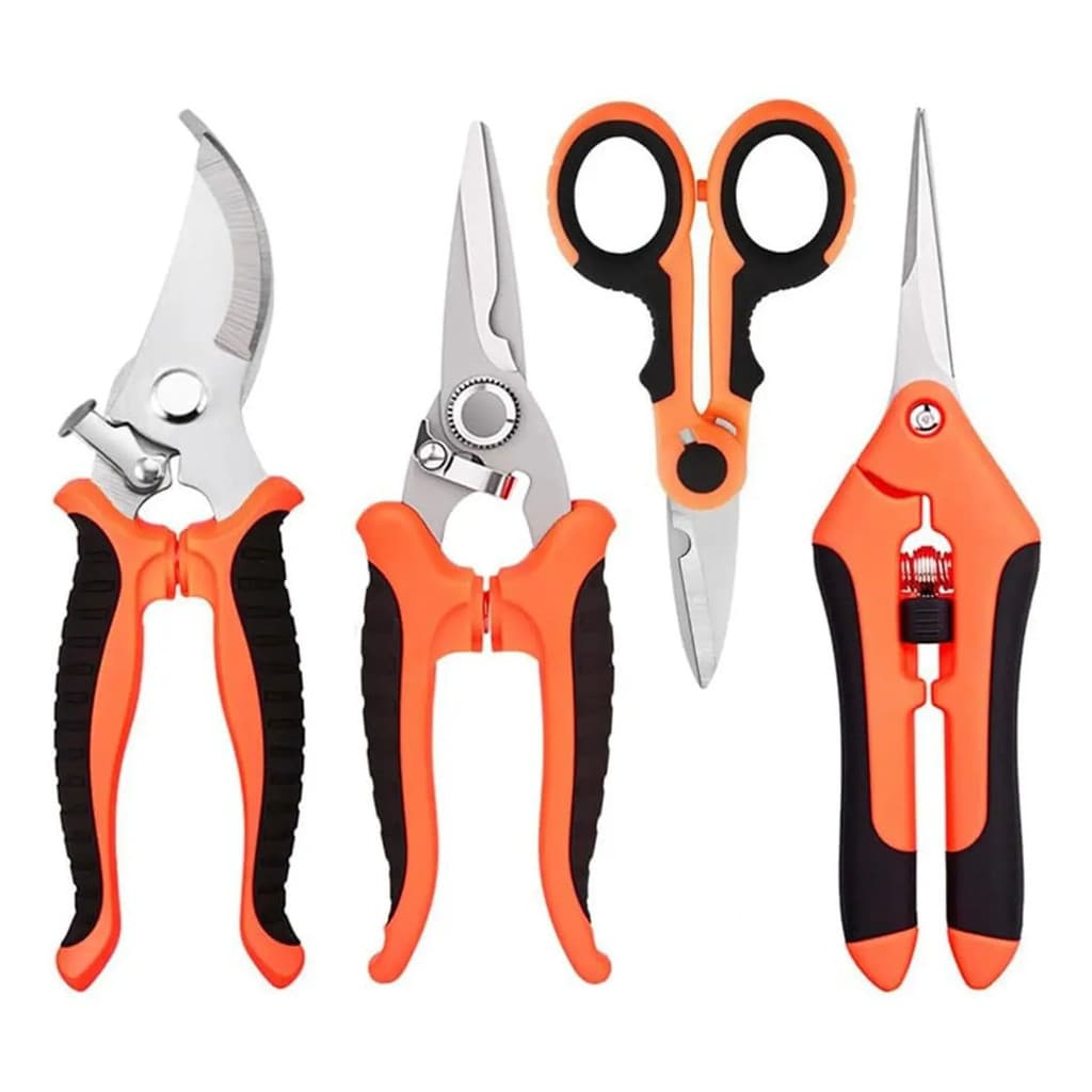 Kit 4 Tesouras De Poda Para Jardinagem Galhos Folhas Plantas