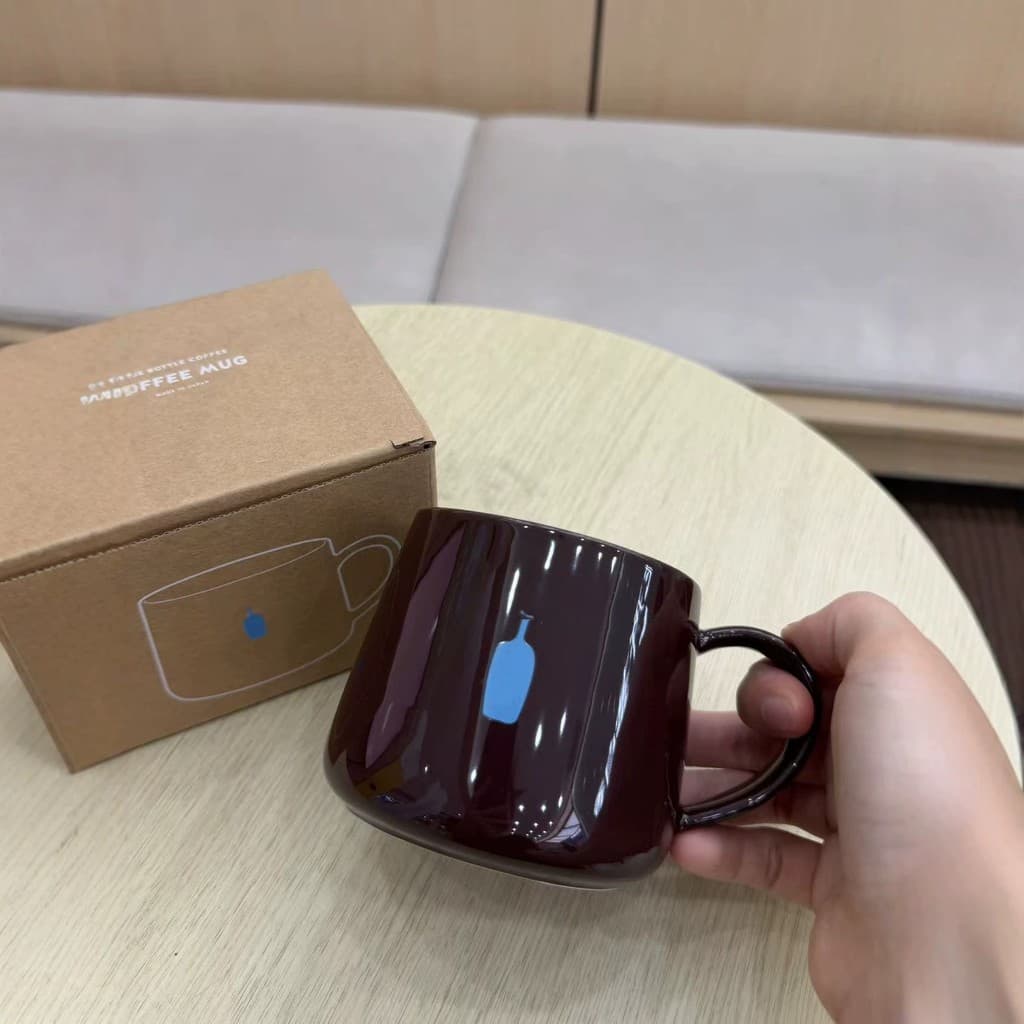 Garrafa azul xícara de café ins estilo caneca de cerâmica influenciador simples portátil pequena garrafa azul xícara de