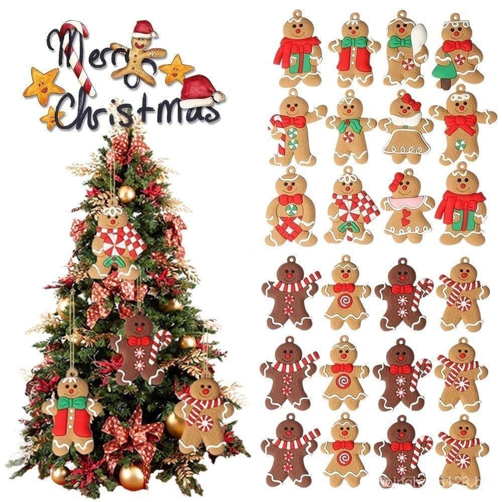 6/10/11/12/pacote de peças homem-biscoito enfeites de natal enfeites de árvore presentes de ano novo crianças decoração