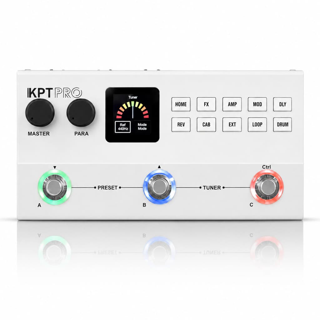 Pedaleira de Guitarra e Baixo Yuimer KPT PRO Multiefeitos Digital com Looper, Afinador, Ritmos, Bluetooth e USB-C