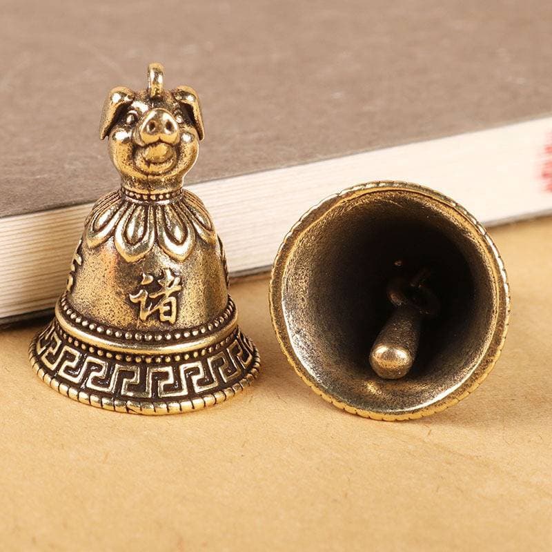[E2wrwerbss] Latão Chinês 12 Cabeças De Animais Do Zodíaco Sino Chaveiro Pingentes Joias Vintage Cobre Feng Shui De Carr