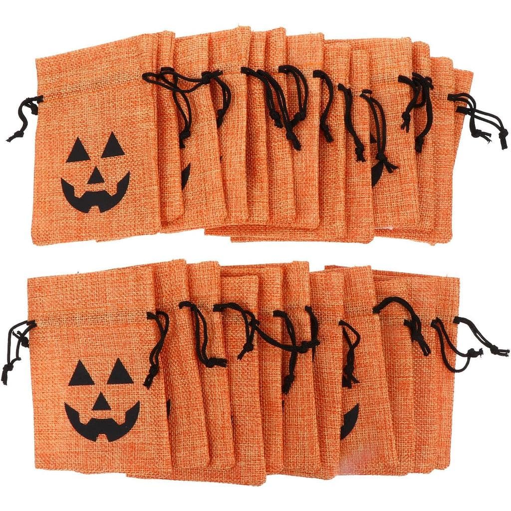 Beaupretty 25 Peças Sacos De Guloseimas De Halloween Serapilheira De Abóbora Doces Com Cordão Para Lembrancinhas De Fest