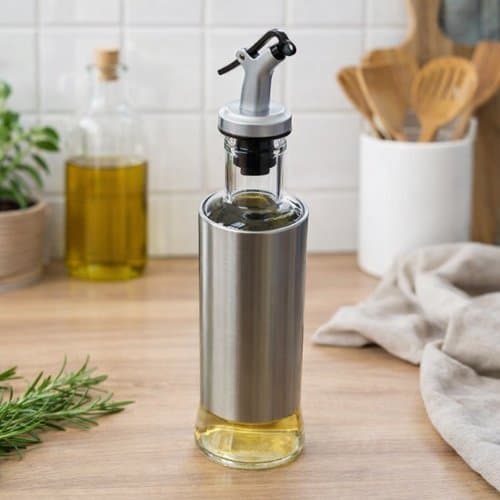 Dispenser Temperos 300ml Vidro Aço Inox Cozinha Pratico Resistente