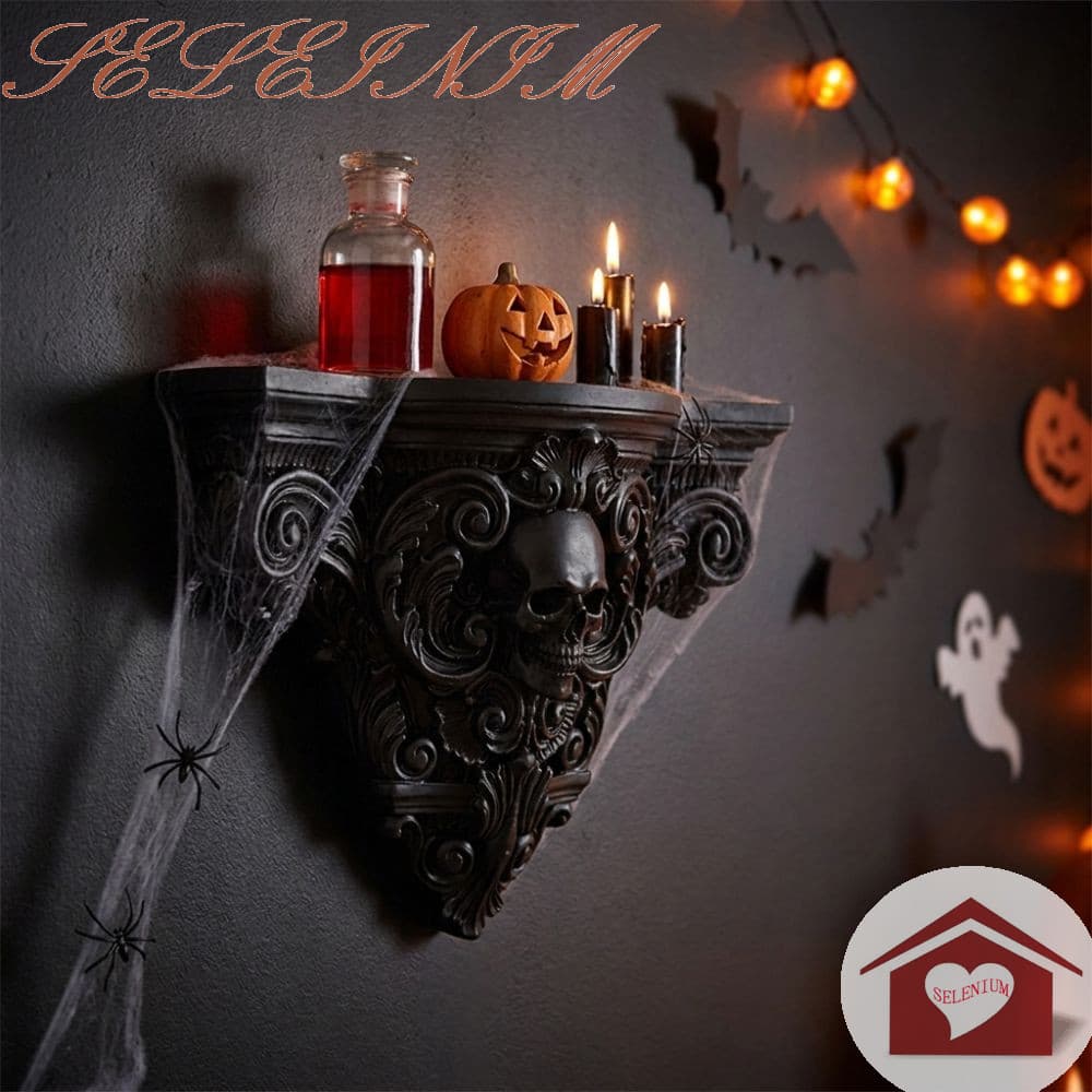Prateleira De Montagem Em Parede Com Caveira De Halloween SELENIUM , Armazenamento De Esculpida Plástico Gótico , Artíst