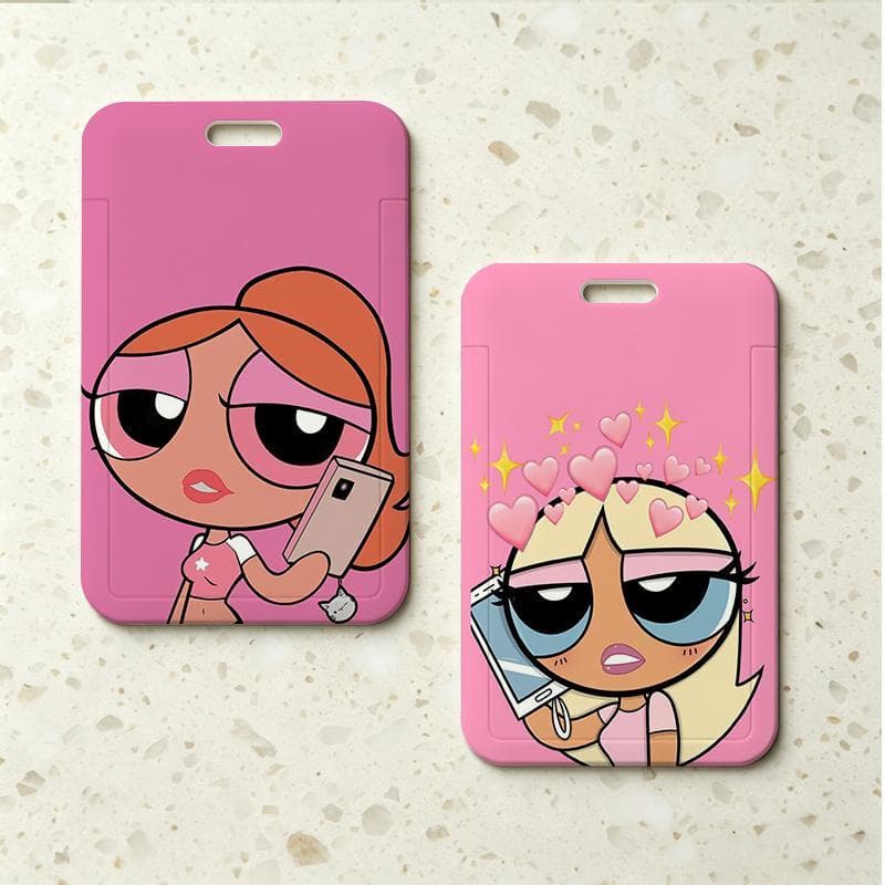 Porta cartão ilustração powerpuff girls personalizado com fecho prático para cartão ônibus e crachá estudantil