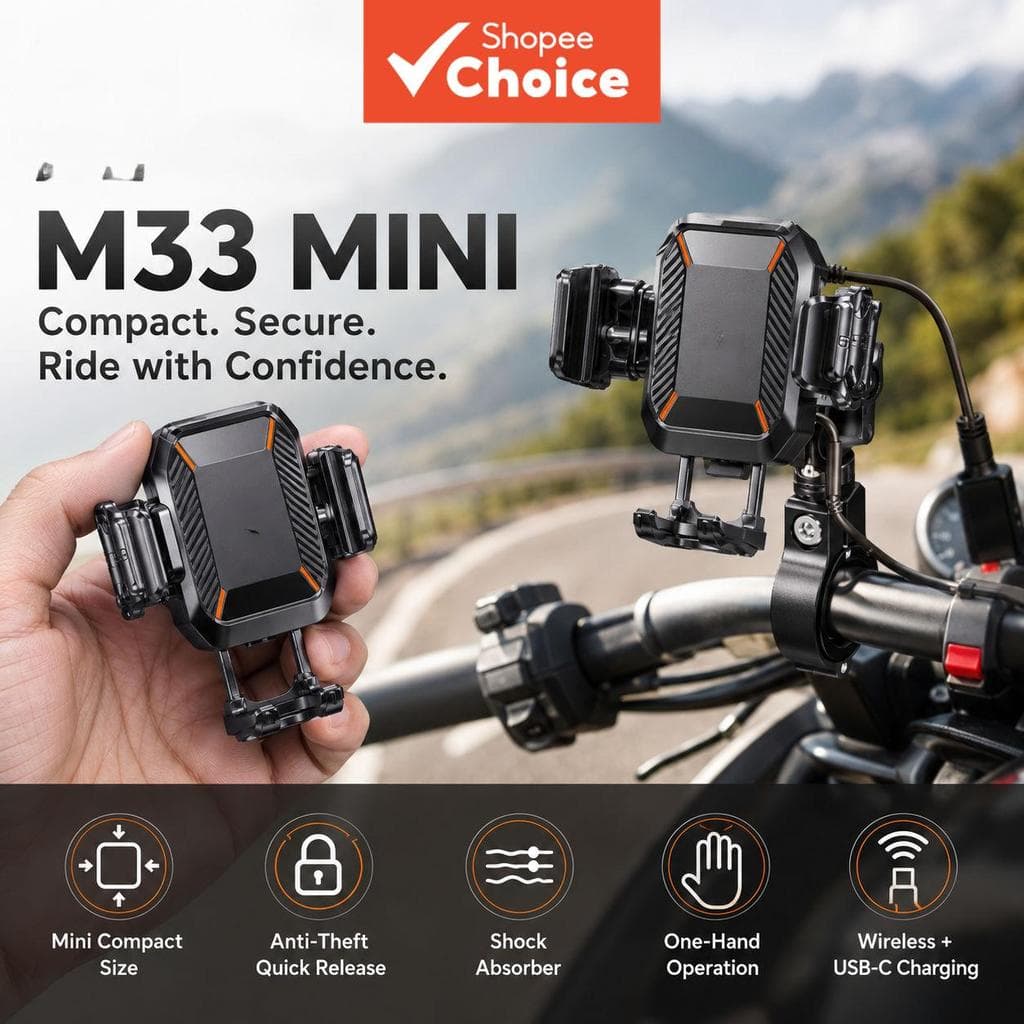 Mini Suporte de Guidão Redondo Antivibratório e Antirroubo para GPS de Moto