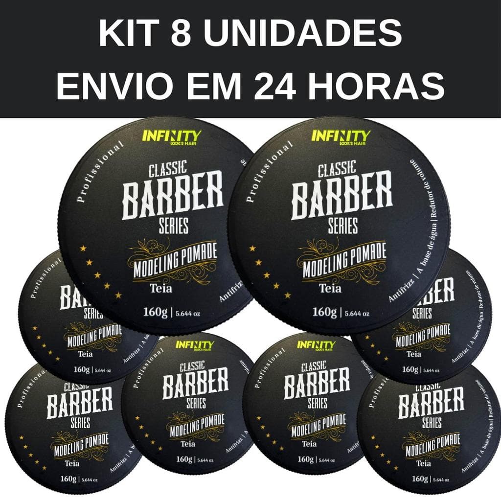 Kit 8 Pomada Barber Efeito Teia Infinity 160g -  Envio 24h