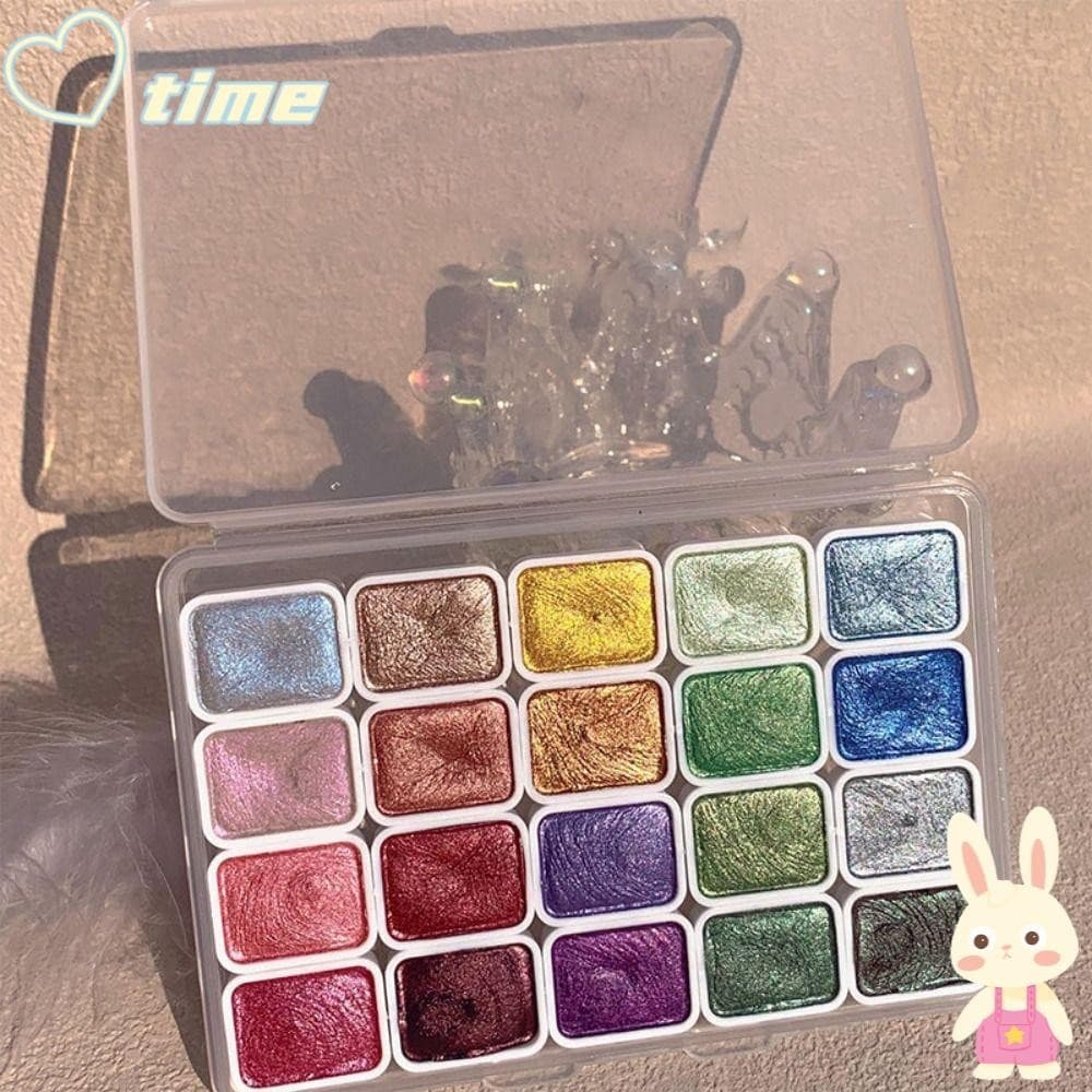 TIME1 Tintas Aquarela Com Brilho Perolado , Conjunto De Pigmentos De Pintura Em Para Decoração De Flores Leves