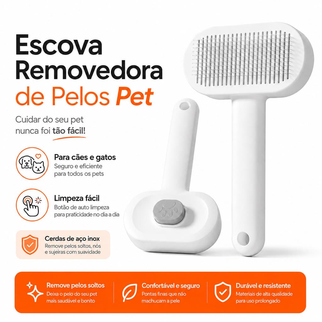 Escova Pelos Pet Automatica Rasqueadeira Magica Gato Cao New Cor Azul