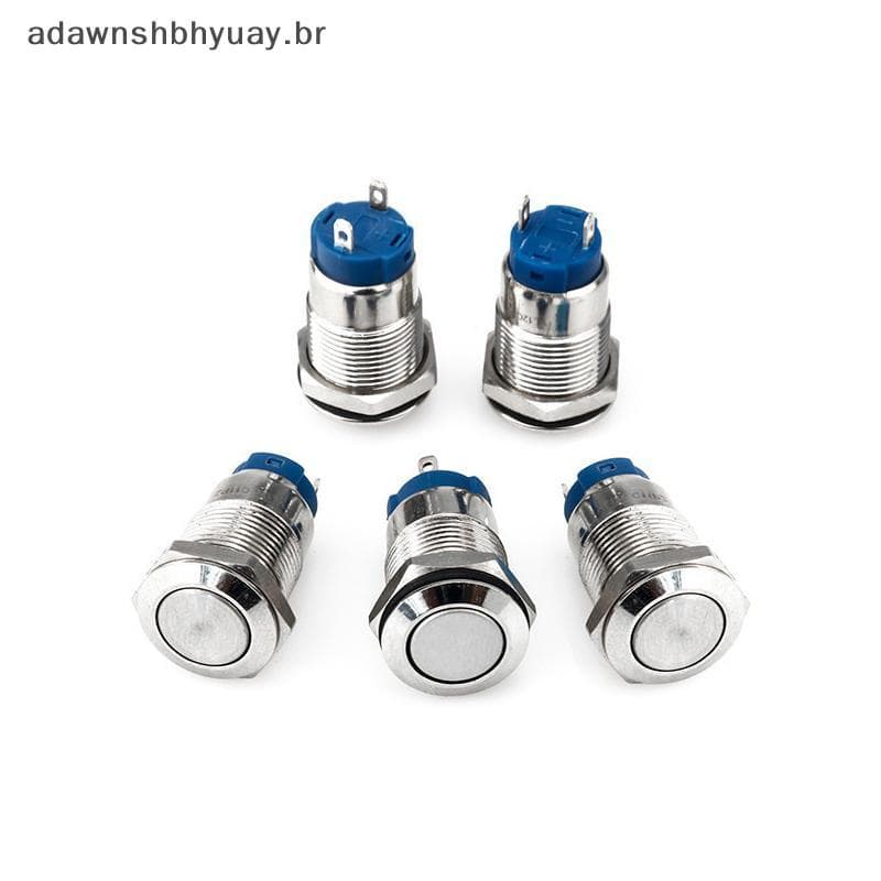 Interruptor De Botão De Metal Adamwnshubiuay 12MM Reinicialização Automática Start Stop Cabeça Plana Redonda Normalmente