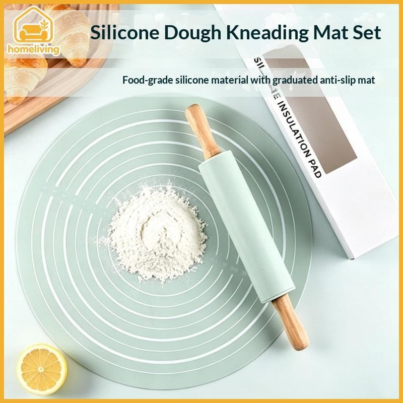 Conjunto De Tapete De Pastelaria De Silicone Antiderrapante De Qualidade Alimentar HomeLiving Almofada De Amassar Com Ro