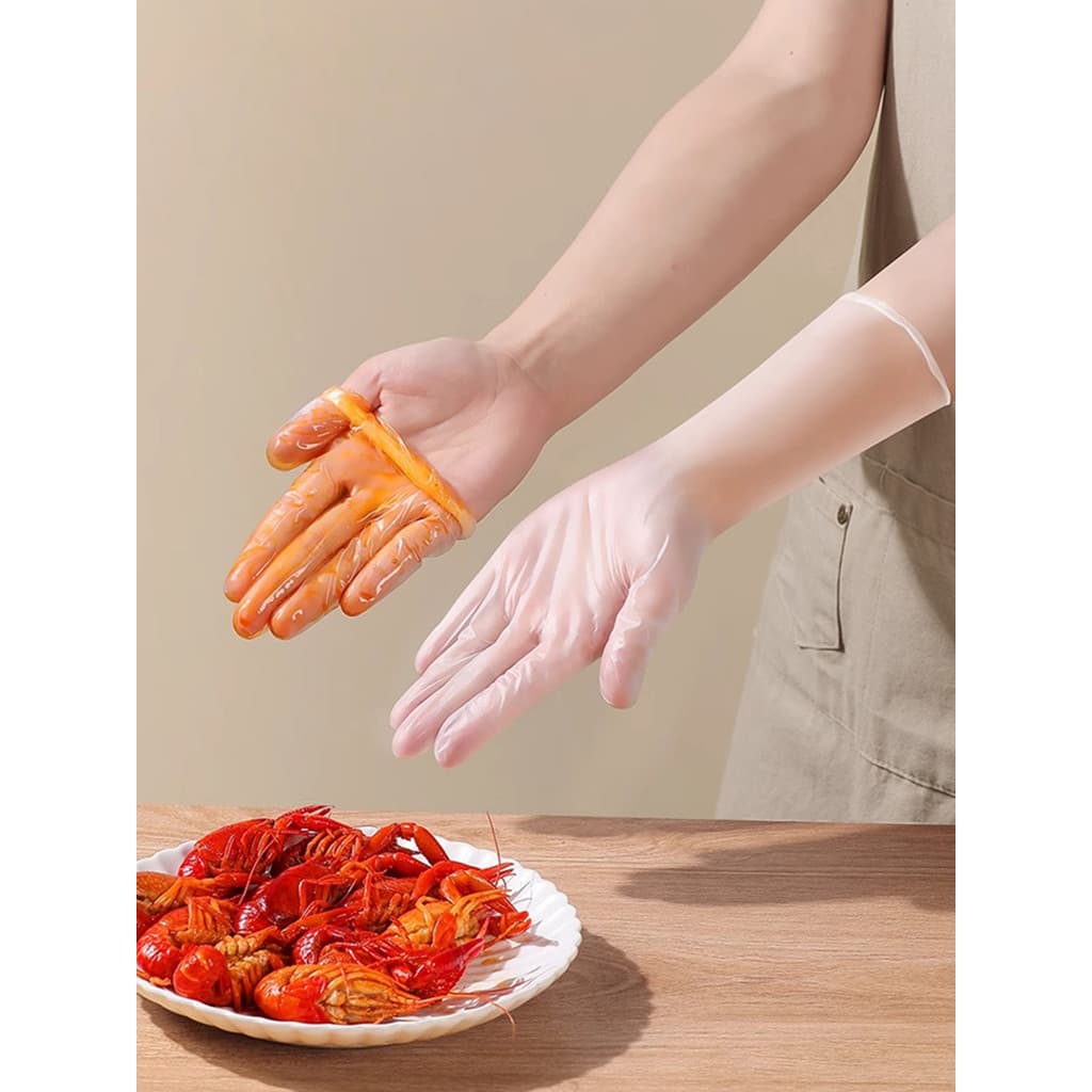 Luvas descartáveis estendidas PVC removível luvas de trabalho doméstico Catering cozinhar amassar limpeza de lavar louça