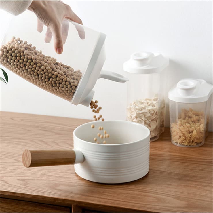 Com tampa jarra selada transparente de grãos inteiros, jarra de armazenamento de alimentos para cozinha, jarra doméstica