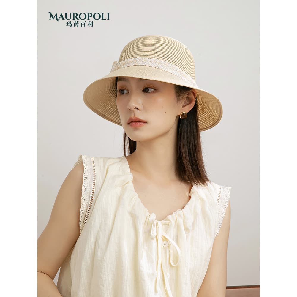 Chapéu balde feminino 2026 novo estilo verão chapéu de palha High-End luz luxo grande borda ao ar livre protetor solar c