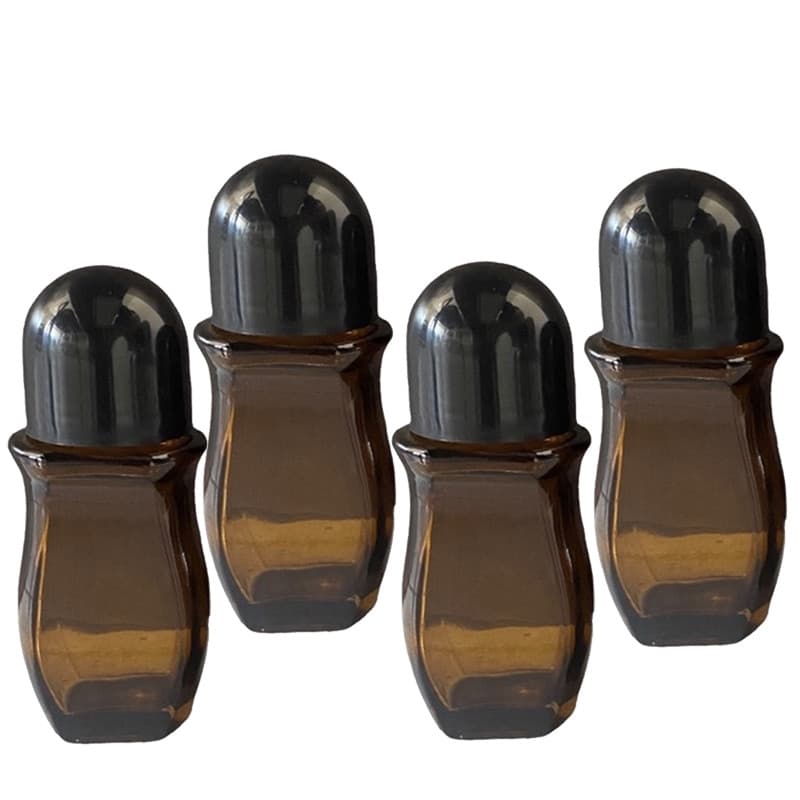 4 unidades Frasco de vidro vazio âmbar rollon desodorante 50ml AUG