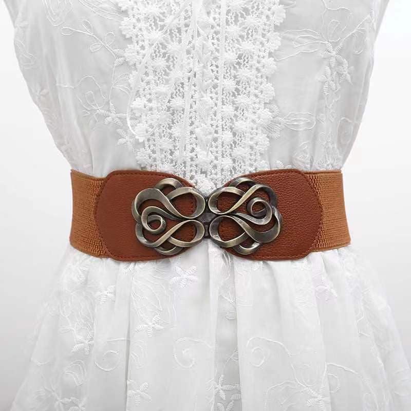 Cinto de fivela em forma de rosa feminino Retro na moda cintura larga cintura decorativa feminina saia decorativa casaco