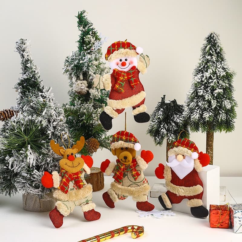 Conjunto de 4/8 peças de pingentes de Papai Noel, Rena e Boneco de Neve para decoração de árvore de Natal, presentes de