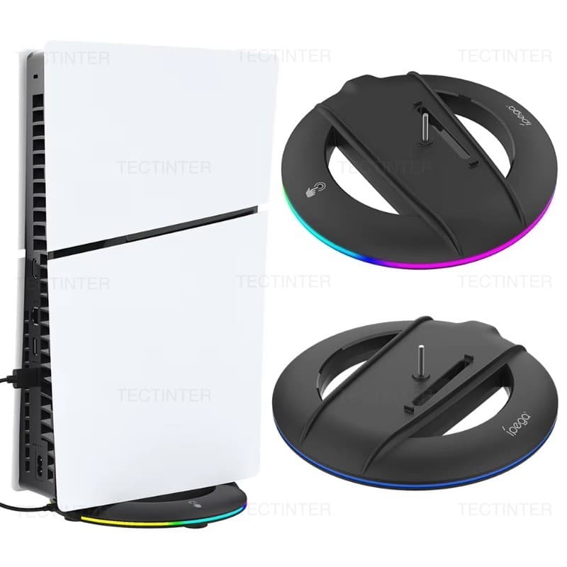 Suporte De Resfriamento Vertical Para Console PS5 Slim/PS5 Pro , Base Antiderrapante Com Luz RGB Acessórios Finos PS5