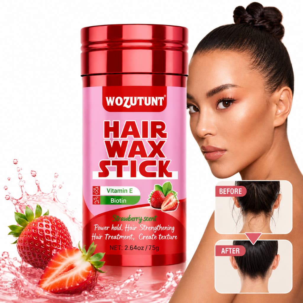 Bastão de Cera Capilar Hair Wax Stick 75g Anti Frizz Cera Modeladora para Cabelo Baby Hair Morango