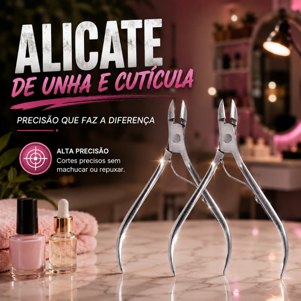 1 ou 2 Alicates de Unha Cuticula de Precisão Cortador de Unha Profissional Aço Inox