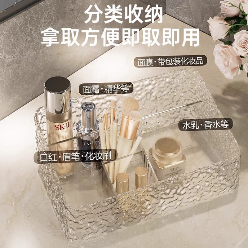 Caixa de armazenamento de cosméticos, estojo de acrílico transparente para cuidados com a pele, porta-pincéis, organizad