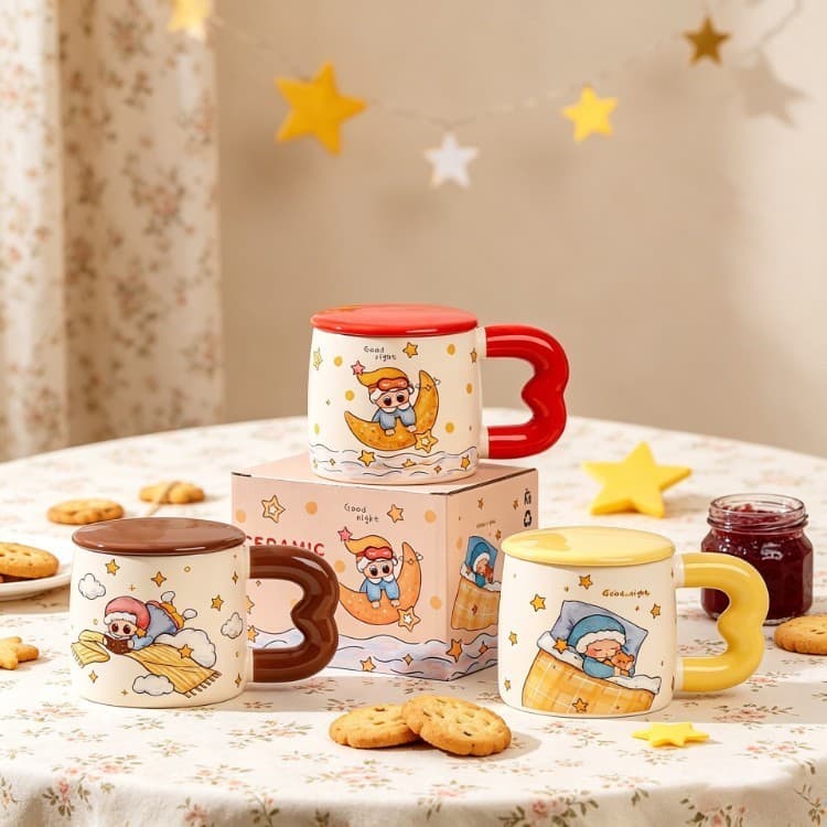 480ml urso dos desenhos animados caneca de cerâmica caixa de presente xícara de café copo de leite chá da tarde copo de