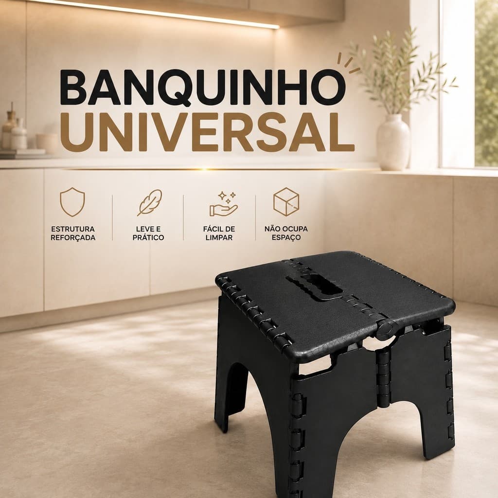 Banqueta Banquinho Plástico Dobrável Reforçado Compacto Multiuso