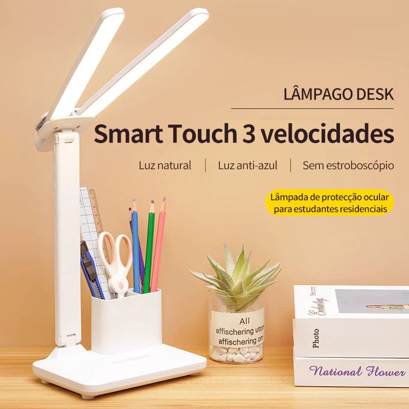 Luminária de mesa / Luminária de estudo / Luminária LED, grande capacidade, função de ajuste contínuo de brilho.