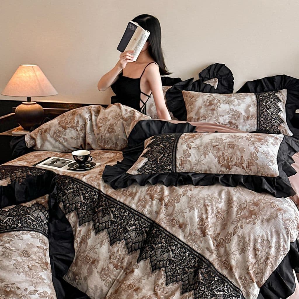 Renda francesa estilo princesa 60 algodão puro Jacquard conjunto de quatro peças lençol de algodão estilo quarto conjunt
