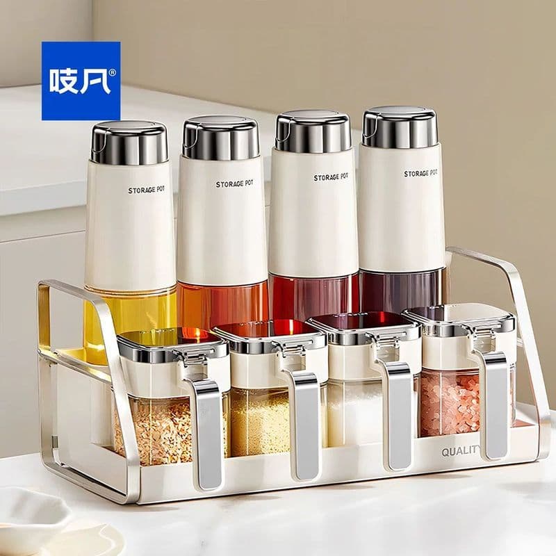 Jarra de tempero japonesa conjunto de combinação de tempero high-end novo estilo caixa de tempero à prova de umidade sal