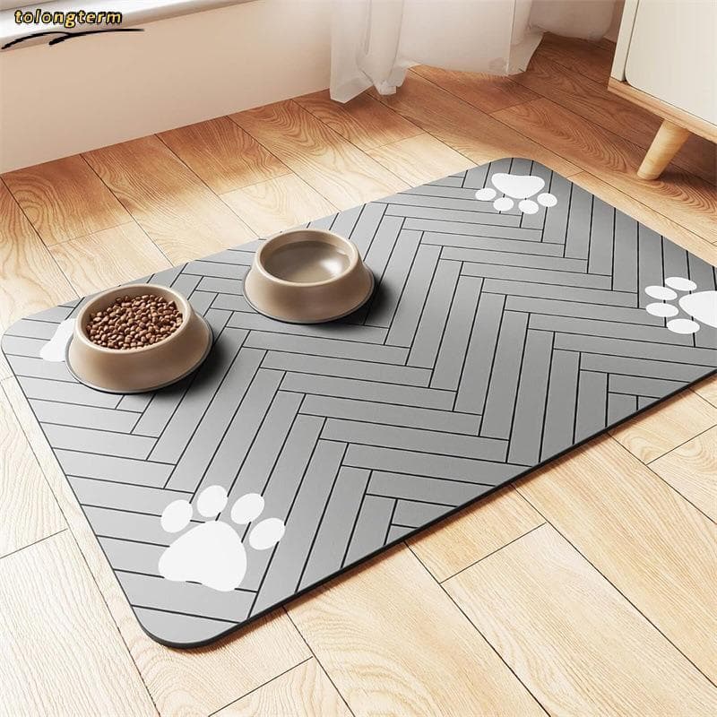 Jogo Americano Absorvente De Lama Diatomácea Para Animais De Estimação , Tigela De Comida E Água Com Borracha Qui-Seca À