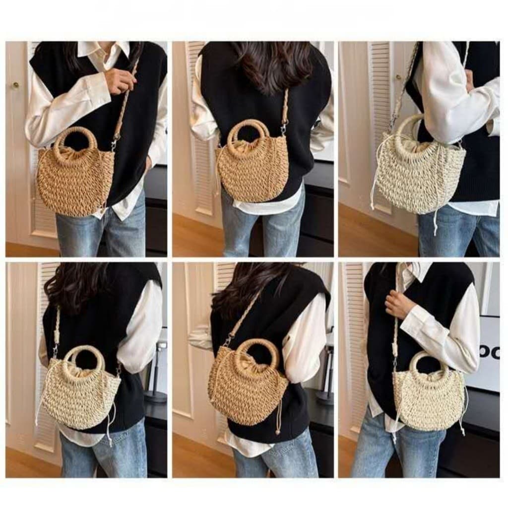 Bolsa de palha mensageiro bolsa de tecido feminina verão nova praia férias praia bolsa um ombro mão cesta de vegetai5038