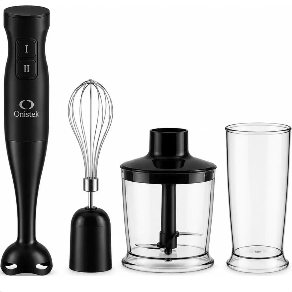 Mixer 4 Em 1 Inox Multifuncional 2 Velocidades Com Copo Triturador E Batedor Preto 220v