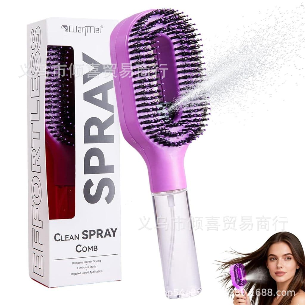 Novo produto StyraHair: pente desembaraçador com pulverizador de água e cabo, pente com pulverizador anti-frizz de um to