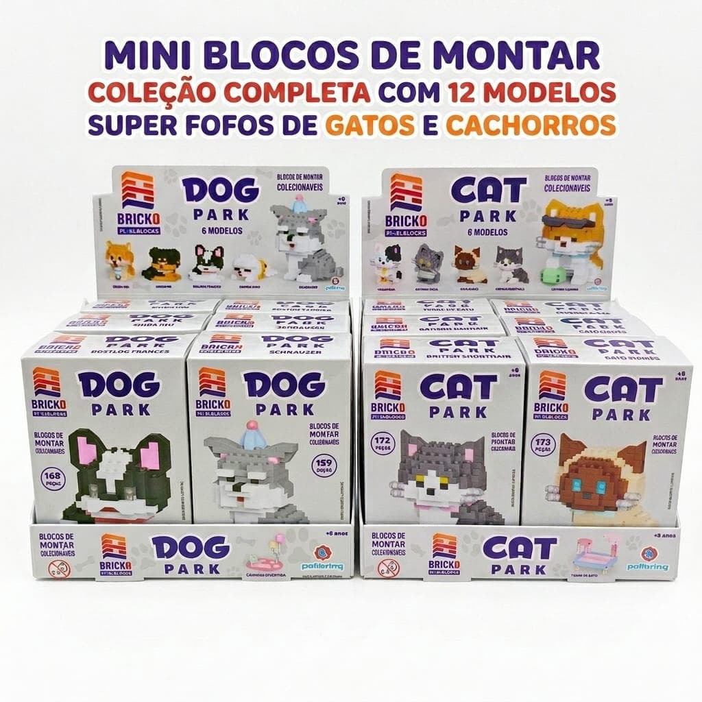 Mini Bloco De Montar Nano Block Mini Brinquedo  Colecionável Cachorro Gato Pet Pixel Block Polibrinq Presente Criança